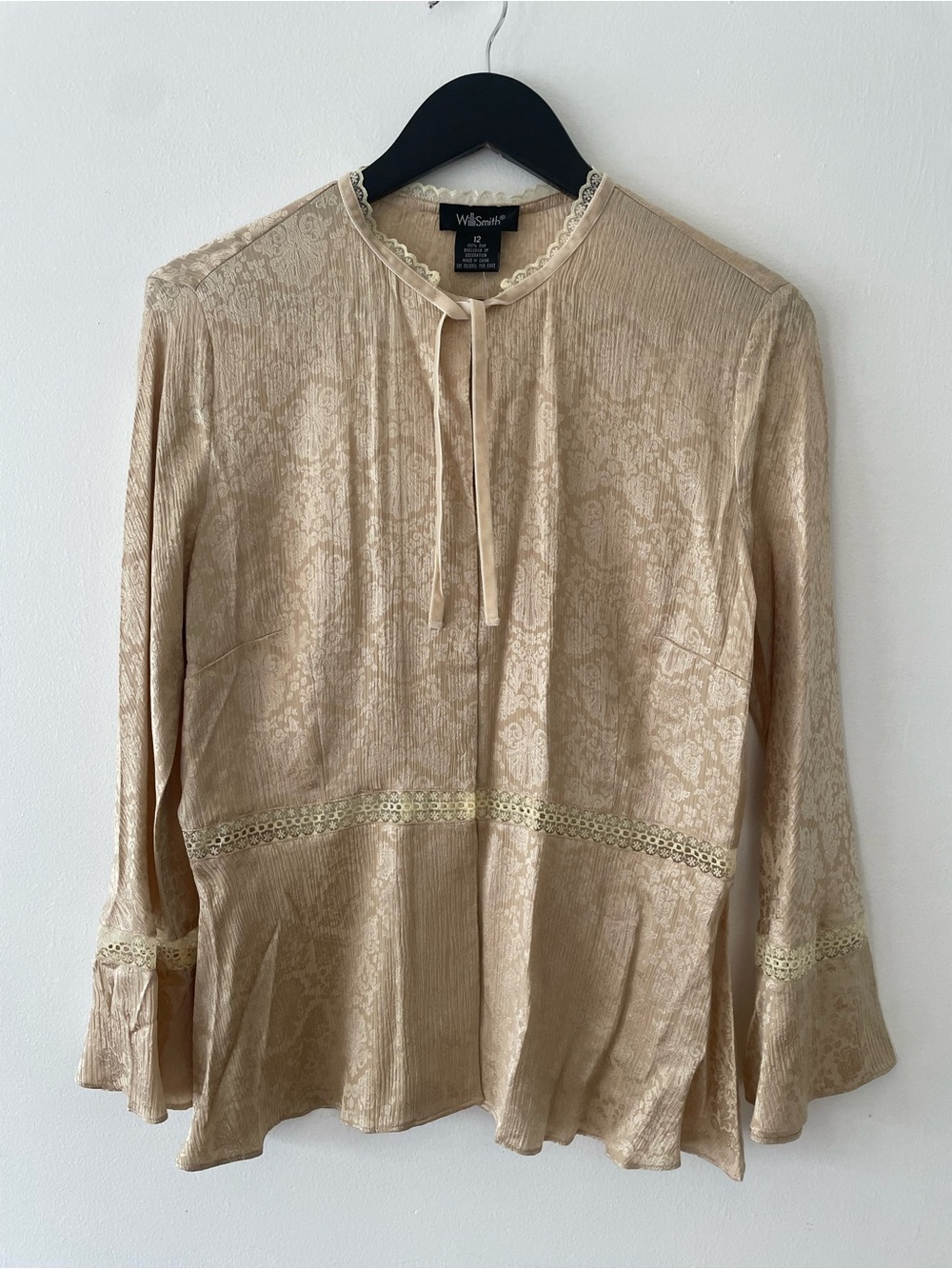 Willi Smith Deadstock Vintage Brocade Pattern 100% Silk Blouse Size 12